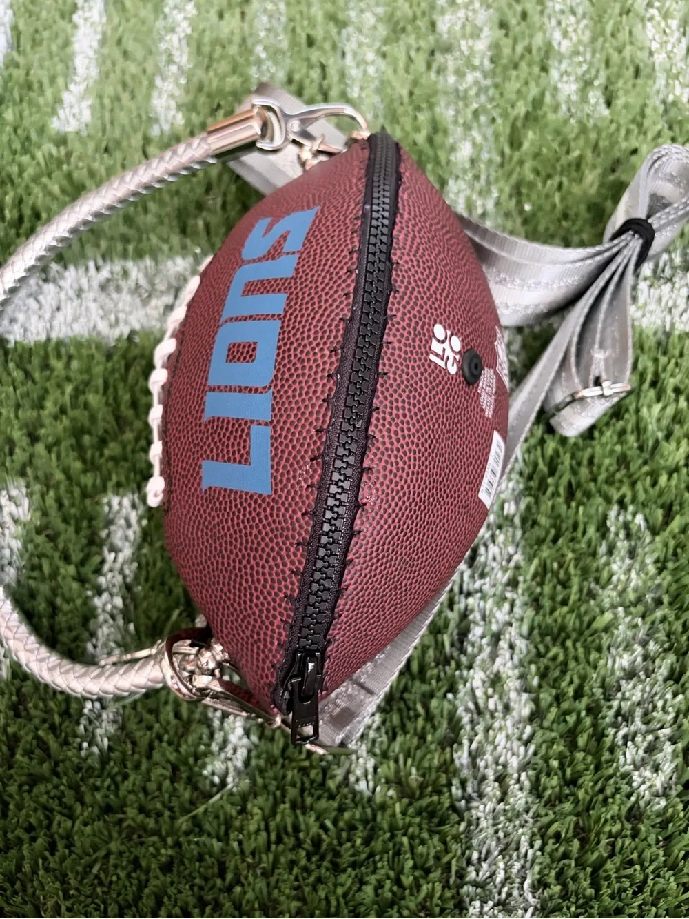 Detroit Lions Mini Football Crossbody Bag - Brown & Blue